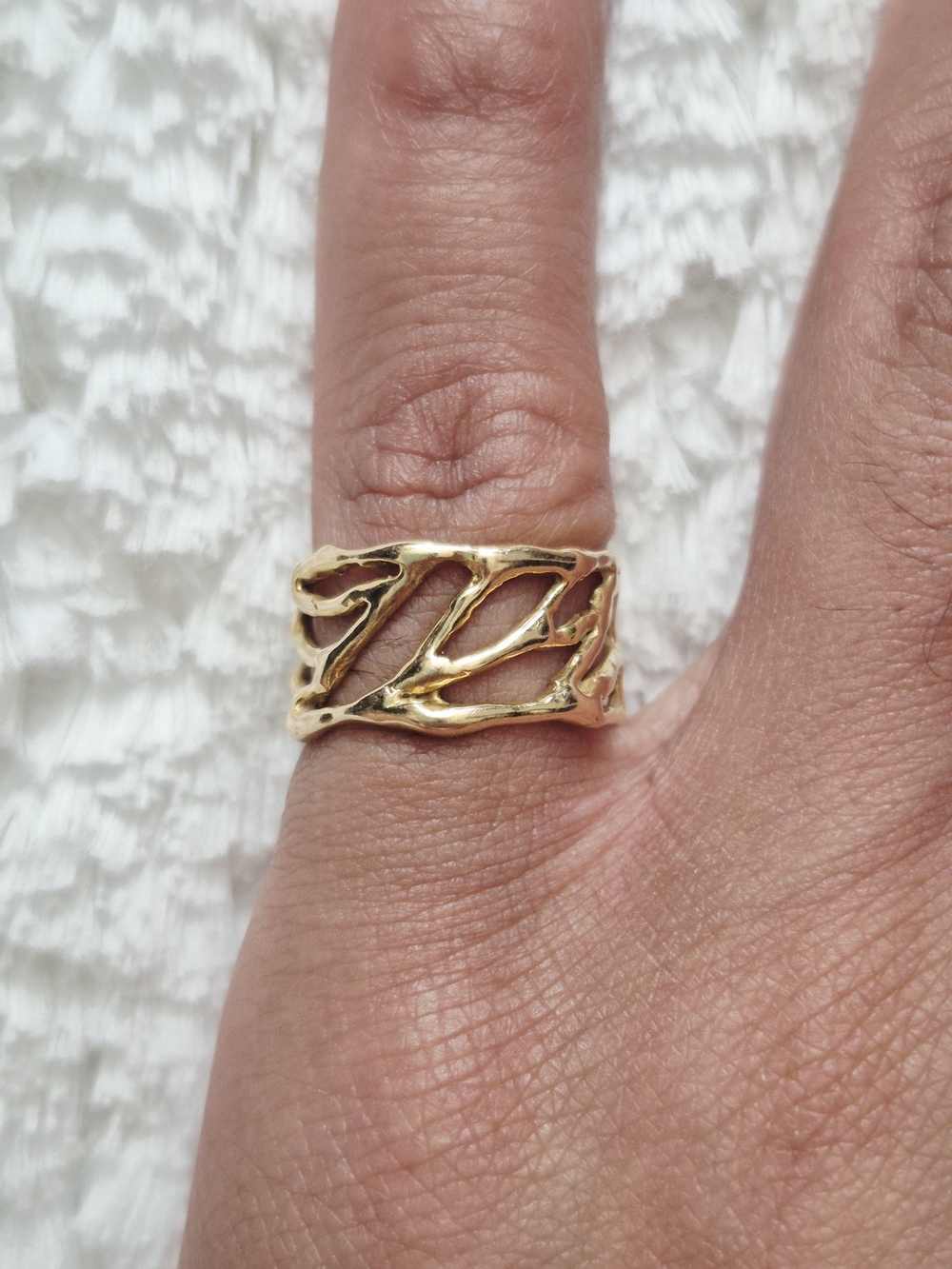 18k Yellow Gold Organic Openwork Band Ring